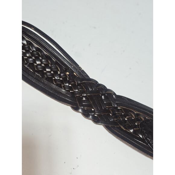 Women's 2" Wide Braided Woven Round Leather Belt Size 40" - Picture 5 of 7
